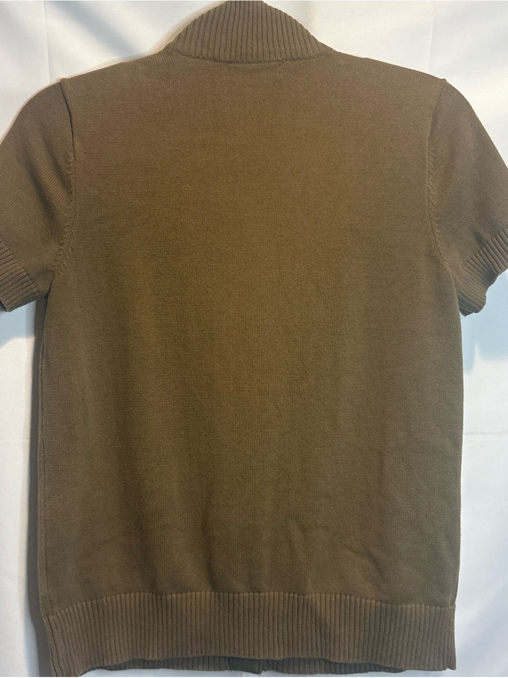 Ralph Lauren Brown Knit Short-Sleeve Cardigan with Olive Patch Pockets - Picture 7 of 12